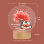 Personalized Love Tree Penguin Couple LED Night Light with Name Date and Wooden Base Home Decor Valentine's Day Birthday Gift for Couples