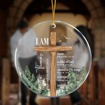Personalised Forest Cross Bless Bible Verse Acrylic Hanging Ornament with Name and Text Baptism First Communion Gift for Kids