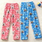 Personalized Paw Print Multicolor Women Men Flannel Pajama Pants with 1-3 Photos and Names Party Birthday Gift for Pet Lovers Owners