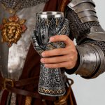 Personalizado estilo medieval León Armadura Guantelete Copa de vino con nombre grabado Aniversario Cumpleaños Regalo para Caballero Amante Padre Hombre