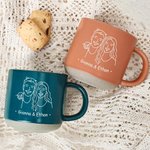 Taza de cerámica de 12 oz con asa y nombre Personalizada con foto de pareja estilo Line Art Regalo de aniversario de San Valentín para pareja