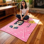 Personalized Multicolor Cute Cartoon Birth Flower Soft Throw Blanket with Name Birthday Christmas Gift for Boys Girls