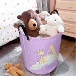 Personalised Wreath Animals Star Initial Waterproof Laundry Storage Basket with Name and Handle Birthday Housewarming Gift for Kids
