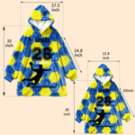 Personalised Sports Theme Oversized Flannel Hoodie with Name and Number Daily Wear Birthday Gift for Family Friends Kids