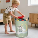 Personalised Wreath Animals Star Initial Waterproof Laundry Storage Basket with Name and Handle Birthday Housewarming Gift for Kids