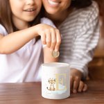 Personalised Wreath Animals Star Initial Ceramic Money Box Piggy Bank with Name Home Decor Birthday Gift for Kids