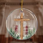 Personalised Forest Cross Bless Bible Verse Acrylic Hanging Ornament with Name and Text Baptism First Communion Gift for Kids