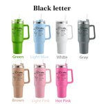 Personalized Birth Flower Name Definition 40oz Insulated Tumbler with Text and Straw Birthday Gift for Women