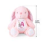Personalised Cute Peter Rabbit Plush Easter Bunny Stuffed Toy with Initial and Name Easter Birthday Gift for Kids