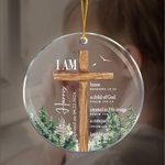 Personalised Forest Cross Bless Bible Verse Acrylic Hanging Ornament with Name and Text Baptism First Communion Gift for Kids