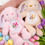 Personalised Cute Peter Rabbit Plush Easter Bunny Stuffed Toy with Initial and Name Easter Birthday Gift for Kids