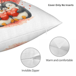 Personalized Love Tree Penguin Couple Soft Throw Pillow Cover with Names and Date Wedding Anniversary Gift for Couples