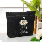 Henkilökohtainen Syntymä Kukka jalokivi Suuri Kangaskassi nimi ja Mesh taskut Päivittäinen käyttö Travel Syntymäpäivä lahja naisille