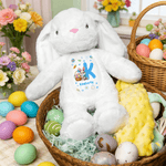 Personalised Cute Peter Rabbit Plush Easter Bunny Stuffed Toy with Initial and Name Easter Birthday Gift for Kids