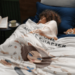Gepersonaliseerde Cartoon Reading Character Zachte Deken met Naam Dagelijks Verjaardagscadeau voor kinderen vrouwen lezen liefhebbers
