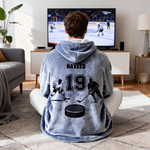 Personalised Sports Theme Oversized Flannel Hoodie with Name and Number Daily Wear Birthday Gift for Family Friends Kids