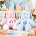 Personalised Cute Peter Rabbit Plush Easter Bunny Stuffed Toy with Initial and Name Easter Birthday Gift for Kids
