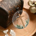Personalised Forest Cross Bless Bible Verse Acrylic Hanging Ornament with Name and Text Baptism First Communion Gift for Kids