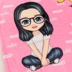 Personalized Multicolor Cute Cartoon Birth Flower Soft Throw Blanket with Name Birthday Christmas Gift for Boys Girls