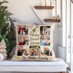 Personalized Home Sweet Home 7 Photos Soft Throw Pillow Cover with Text Home Decor Birthday Anniversary Gift for Family