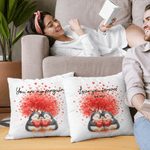 Personalized Love Tree Penguin Couple Soft Throw Pillow Cover with Names and Date Wedding Anniversary Gift for Couples
