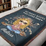 Personalised Cartoon Reading Character Soft Tassel Blanket with Name Home Decor Book Club Birthday Gift for Book Lovers