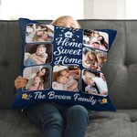 Personalized Home Sweet Home 7 Photos Soft Throw Pillow Cover with Text Home Decor Birthday Anniversary Gift for Family