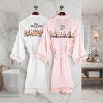 Gepersonaliseerde Geboortebloem Satijnen Kanten Badjas met Naam en Datum Vrijgezellenfeest Bruidsmeisje Huwelijkscadeau voor haar