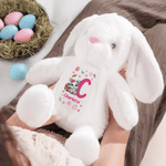 Personalised Cute Peter Rabbit Plush Easter Bunny Stuffed Toy with Initial and Name Easter Birthday Gift for Kids