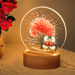 Personalized Love Tree Penguin Couple LED Night Light with Name Date and Wooden Base Home Decor Valentine's Day Birthday Gift for Couples
