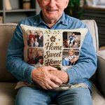 Personalized Home Sweet Home 7 Photos Soft Throw Pillow Cover with Text Home Decor Birthday Anniversary Gift for Family