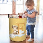Personalised Wreath Animals Star Initial Waterproof Laundry Storage Basket with Name and Handle Birthday Housewarming Gift for Kids
