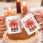 Personalized Love Tree Penguin Ceramic Coffee Mug with Name Daily Use Valentine's Day Wedding Gift for Couple