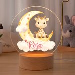 Luz nocturna LED personalizada con animales marinos nombre y base de madera para decoración de habitación regalo de cumpleaños para niños y niñas