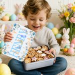 Personalized Watercolor Floral Peter Rabbit Food Grade Metal Biscuit Tin Storage Box with Name Easter Gift for Family Kids