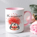 Personalized Love Tree Penguin Ceramic Coffee Mug with Name Daily Use Valentine's Day Wedding Gift for Couple