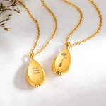 Personalized Vintage Engraved Birth Flower Drop Ashes Urn Necklace with Text Cremation Funeral Jewellery Memorial Sympathy Gift for Women
