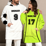 Personalised Sports Theme Oversized Flannel Hoodie with Name and Number Daily Wear Birthday Gift for Family Friends Kids