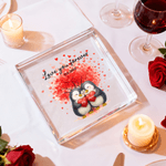Personalized Love Heart Tree Penguins Acrylic Plaque Ornament with Name and Date Wedding Anniversary Valentine's Day Gift for Partner Couple