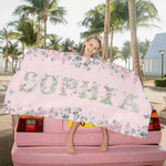 Personalized Flower Butterfly Quick Dry Oversized Microfiber Beach Towel with Name Beach Party Holiday Gift for Kids Women