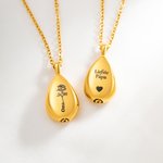 Personalized Vintage Engraved Birth Flower Drop Ashes Urn Necklace with Text Cremation Funeral Jewellery Memorial Sympathy Gift for Women