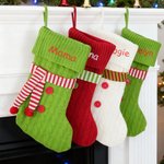 Personalisierter Gestrickter Weihnachtsstrumpf mit Namen Haus Deko Weihnachtsgeschenk für Kinder Freunde Familie