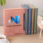 Personalised Company Logo Design PU Leather Refillable Binder Notebook with Name Slogan and Pen Anniversary Promotion Gift for Employee
