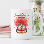 Personalized Love Tree Penguin Ceramic Coffee Mug with Name Daily Use Valentine's Day Wedding Gift for Couple