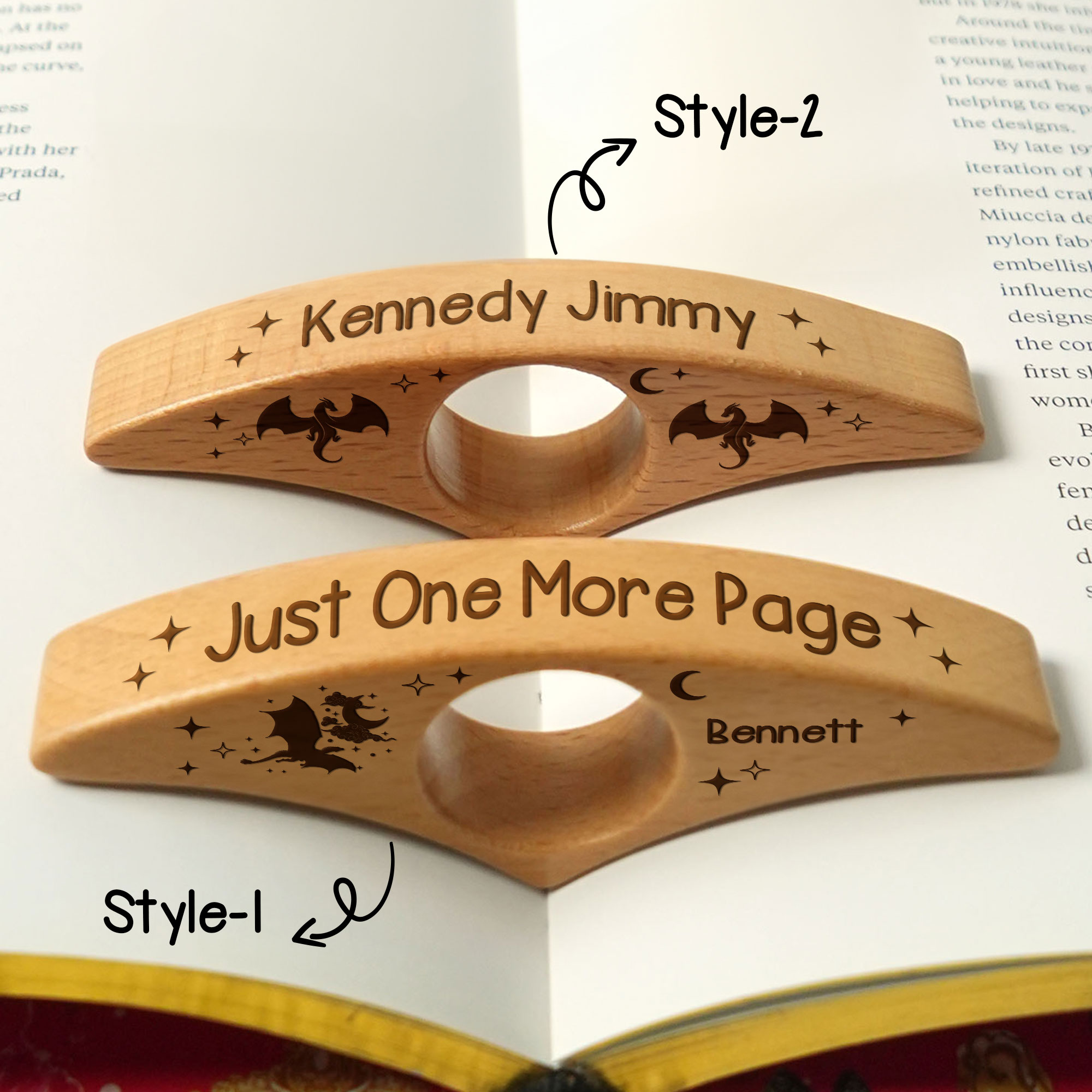 Porte-livres en bois avec nom gravé Cadeau d'anniversaire pour les rats de bibliothèque, les amoureux des livres et les étudiants