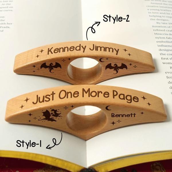 Personalised Minimalist Book Dragon Star Wooden Book Page Holder with Engraved Name Daily Use Birthday Gift for Bookworms Book Lovers Students