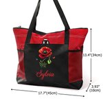 Henkilökohtainen Syntymä Kukka jalokivi Suuri Kangaskassi nimi ja Mesh taskut Päivittäinen käyttö Travel Syntymäpäivä lahja naisille