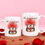 Personalized Love Tree Penguin Ceramic Coffee Mug with Name Daily Use Valentine's Day Wedding Gift for Couple