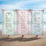 Personalized Flower Butterfly Quick Dry Oversized Microfiber Beach Towel with Name Beach Party Holiday Gift for Kids Women