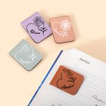 Personalised Birth Flower Magnetic PU Leather Bookmark Clip with Name Daily Use Birthday Gift for Book Lovers Bookworms